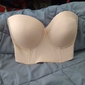 Cream Strapless Bustier Bra - 32DDD
